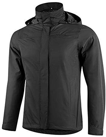KUTOOK Veste Extérieure Imperméable À Pluie et légère Homme Capuche Pliable Blouson Escalade Randonnée Respirant Coupe Vent pour Running Sport de Plein Air Noir L