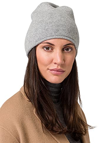 Style & Republic Beanie aus Kaschmir, Mütze aus 100% Kaschmir, Einheitsgröße mit 50cm Bundumfang, Unisex (Light Grey Melange)…