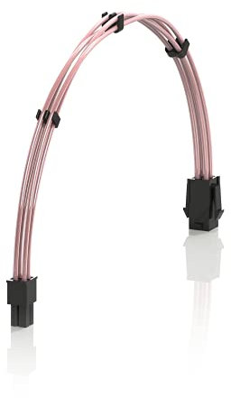 LINKUP - 30cm Netzteilkabelverlängerung 18AWG Sauerstofffreies Kupfer Teflonmantel Custom Mod GPU PC mit Kamm Einzelpackung | 1x 4 P CPU | 300mm - Rosa