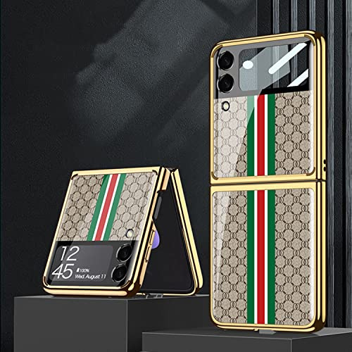 COQUE Custodia Galaxy Z Flip 3,Custodia per cellulare verniciata lucida in vetro temperato 9H ultra sottile,Custodia pieghevole per Samsung Galaxy Z Flip 3 5G-A004