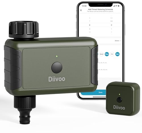 WiFi Water Timer, Diivoo Smart Irrigation Sprinkler Timer with 2 Watering Modes, Compatible with Alexa and Google Home via WiFi Hub for Garden Lawn
