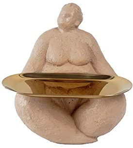 YQLKD Skulpturen Dekoration Harz Frau Statue Aufbewahrungstablett Figur Dickes Mädchen Dekoration