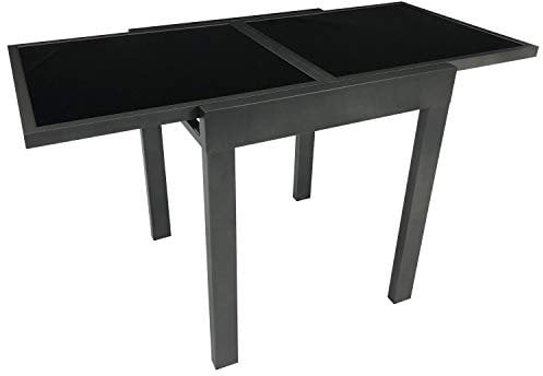 Freital Handels GmbH Ausziehtisch Aluminium und Glas Anthrazit und Schwarz