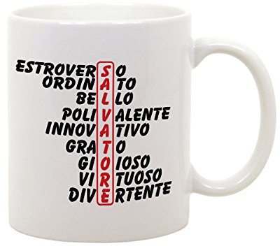bubbleshirt Tazza Mug divertente con nome Salvatore e aggettivi simpatici Idea Regalo Compleanno Natale in ceramica