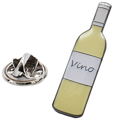 White Wine Bottle Metal Enamelled Pin Badge Tie Pin Lapel Badge
