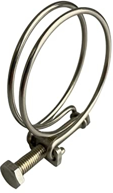 Lot de 4 colliers de serrage à double fil en acier inoxydable 53-60 mm pour tuyau d'étang