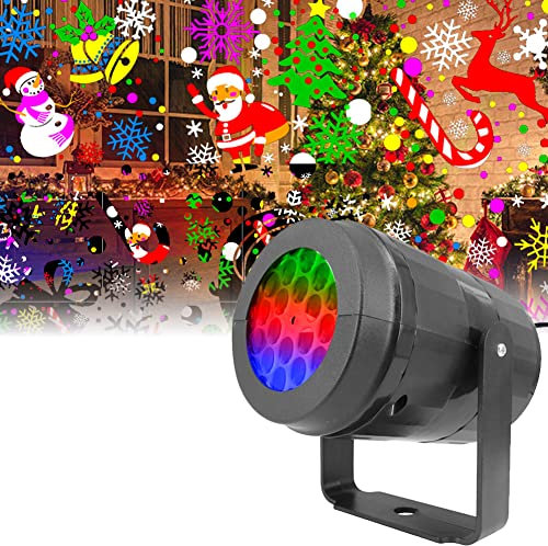 Proiettore di Natale Luci a LED 16 diapositive Lampada per proiettore Luce di proiezione Fiocco di neve Pupazzo di neve Albero di Natale Babbo Natale Renna Luce per Decorazioni per feste di Natale B