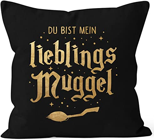 MoonWorks® Kissen-Bezug Du bist Mein Lieblingsmuggel Lieblingsmensch Geschenk Weihnachten Geburtstag schwarz Standard