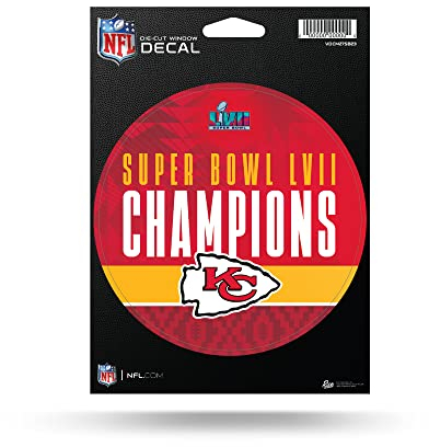 Rico Industries NFL Football Kansas City Chiefs 2023 Super Bowl LVII Champions Medium gestanzter Aufkleber 12,7 x 17,8 cm Vinyl gestanzter Aufkleber – Auto/LKW/Heimzubehör, weiß