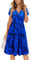 OUGES Women 2024 Summer Casual Dress V Neck Short Sleeve Ladies Spring Mothers Day Midi Dress(Floralz24-419,S)