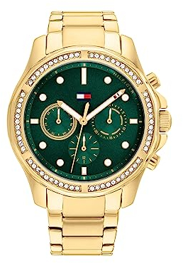 Tommy Hilfiger Montre Analogique Multifunction à Quartz pour Femme avec Bracelet en Acier Inoxydable doré - 1782614