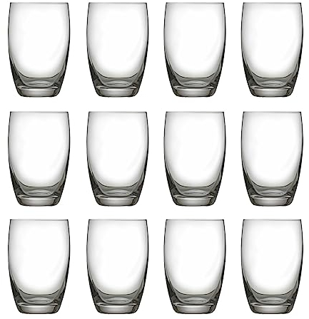 simpa Heavy Base Highball Universal Tumbler Drinking Glasses 373ml Capacity - Set of 12