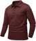 donhobo Herren Active Poloshirts Hemd Sport T-Shirt Langarm Männer Gym Fitness Sommer Golf Shirts mit Kragen Knopfleiste Outdoor Funktionsshirt, Weinrot, L