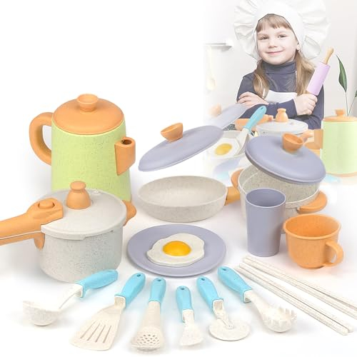 TUZHE 16 STK Kinderküche Zubehör, Spielküche Zubehör Küchenzubehör Kinder Matschküche Küchenzubehör für Töpfe, für Kinder Ab 3 Jahren