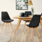 ML-Design Lot de 4 Chaises de Salle à Manger avec Dossier, Noir, Pieds en Bois Hêtre, Assise en Lin, Chaise Rembourrée Rétro Scandinave, Chaise de Cuisine Salon Ergonomique pour Table à Manger