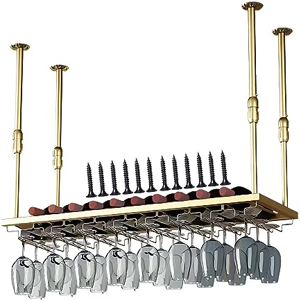 LIGUOYI Weinglashalter Stemware-Racks An Der Decke Montiert Weingläser Halter Einstellbare Höhe Leicht Zu Montieren Weinflaschenregal Und Stemware-Aufhänger, Verwendet In Der Bar Küche