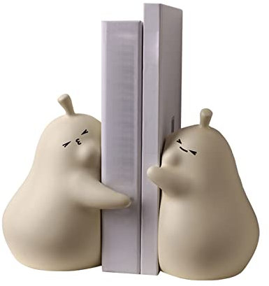 Lot de 2 serre-livres en céramique en forme de poire, jolis serre-livres décoratifs pour étagères, serre-livres pour la maison, le bureau, la bibliothèque