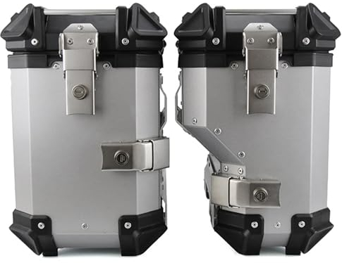 FJAUOQ Topcase Motorrad Motorradkoffer Seitenkoffer Touring 38L Top Case Motorrad Roller Aluminium Rollerkoffer Topcase Koffer Hard Satteltaschen,Silber,38L Right Rudder