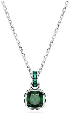 Swarovski Birthstone Anhänger Mai, Grüne und Rhodinierte Damenhalskette mit Swarovski Kristallen