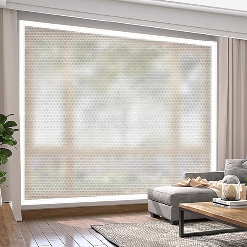 Wärmeschutzvorhang Thermo Fenster Wärmeschutz im Winter Fenster-Isolierfolie,Winddicht Staubdicht Selbstklebend Kunststoff Transparente Isolierfolie zur Wärmedämmung an Fenstern (110cm x 100cm)