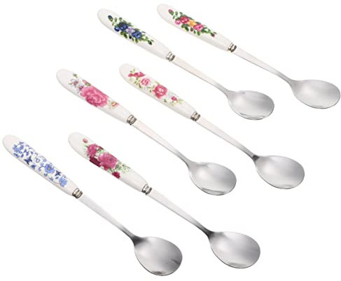 Cabilock 6piezas Cucharas De Café De Cerámica y Acero Inoxidable Para Café y Postres Utensilios Para Hogar y Cafeterías Resistente De Limpiar