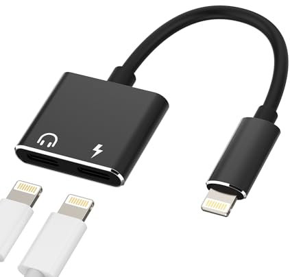 Dual Lightning Jack Dongle for iPhone Headphone Adapter (2in1)Audio Charge Converter Splitter Charger Aux Cable for Apple MFI Certified for Ipad Air 14 13 12 11 Pro Max Mini Earbud Charging Connector