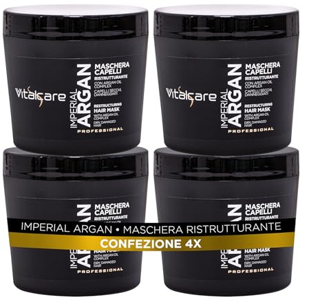 Vitalcare | Imperial Argan – Restrukturierende Haarmaske für trockenes und strapaziertes Haar, mit Arganöl-Komplex, 4 x 500 ml