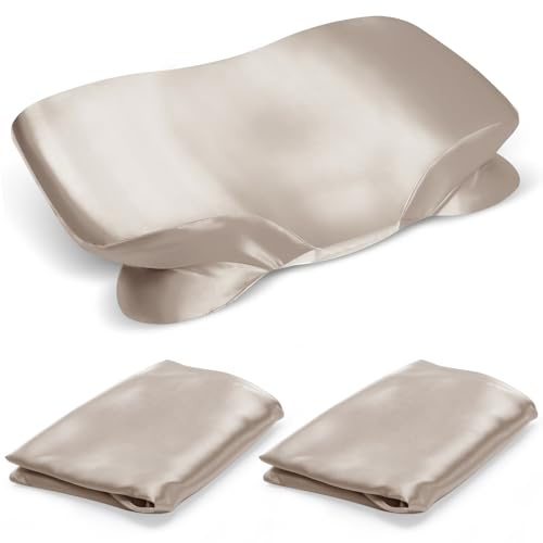 2 Pack Satin Pillowcase for Zelimun Cervical Pillow, Contour Pillow Case Cover, Soft Pillowcase Cover with Zipper (Rose Gold)