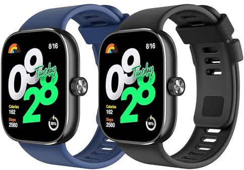 MoKo 2 Pezzi Cinturino Compatibile con Redmi Watch 5/Redmi Watch 4/Xiaomi Smart Band 9 Pro/8 Pro, Cinturino Sportivo di Ricambio in TPU Morbido per Donna Uomo, Nero+Blu Navy