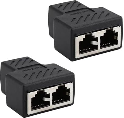 2 Piezas Divisores de Cable Ethernet RJ45, Switch RJ45, Divisor de Cable Ethernet RJ45 de Acceso Simultáneo a Internet de 2 Puertos, Convertidor de Cable de Internet Duradero y Portátil