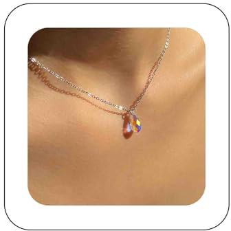 Dervivea Boho Kristall Choker Halskette Tropfen Kristall Halskette Kette Nordlicht Anhänger Halskette Silber Wassertropfen Strass Halskette Schmuck Für Frauen