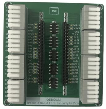 QEBIDUM Breakout Board for Raspberry Pi Pico with LED Indicator for GPIO Status, Easy-to-Connect Terminals and Pin Headers