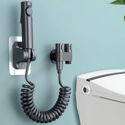 UUE Bidet Handbrause, Edelstahl Bidetaufsatz Set mit Sprühköpfe, Schläuche und Haken - Toilet Bidet Spray Zur Reinigung von Toiletten, Bädern, Gärten und Balkonen​, Wassersparend, Chrom​