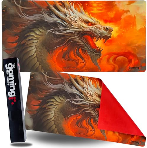 La société Gaming Mat Company Tapis de Jeu MTG pour Un Joueur & Tapis de Souris Gaming 72 cm x 36 cm Flame Dragon, Compatible avec Magic: The Gathering & YU-Gi-Oh ! Base en Caoutchouc.