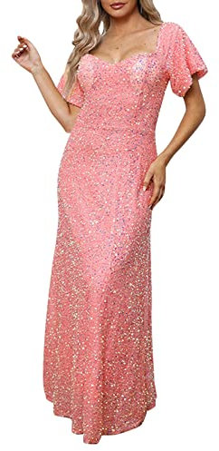The Deal Kleider Damen Festlich Abendkleid Sexy Paillettenkleid Für Damen, Wickelkleid Mit V-Ausschnitt, Geraffte, Figurbetonte Kurzarm-Cocktailparty-Nachtclubkleider Kleider Für Hochzeitsgäste Blau