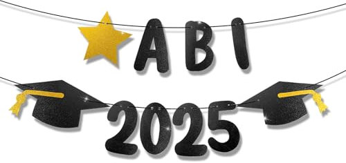 Abitur 2025 Deko,ABI 2025 Schwarzes Gold Girlande,Graduation deko,Abi Banner, Abitur 2025 Geschenke (2025)