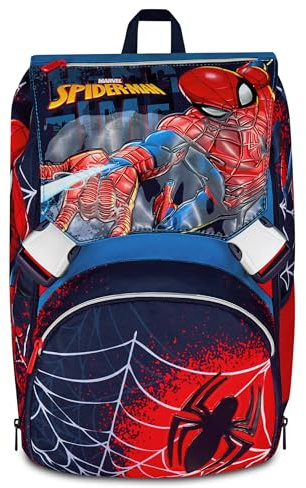 Seven Spiderman Zaino Doppio Scomparto Estensibile, Blu, Maxi Capienza, Schienale Preformato, Bambino, Scuola Elementare