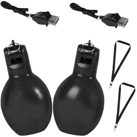 Lot de 2 sifflets à main pour cours de sport avec 2 sifflets de sport en acier inoxydable et 1 carte d'arbitre, sifflets d'urgence avec cordon tour de cou pour arbitres, professeurs de sport