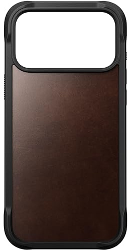 NOMAD Rugged Leather Case | für iPhone 17 Pro Max |Schutzhülle aus Polycarbonat mit TPU-Bumper | Matte PET-Rückseite | MagSafe-kompatibel | Rustic Brown Horween