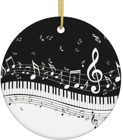 Piano Keys With Musical Notes Printing Christmas Ornaments,Xmax Tree Decorations Decorative Hanging Ornament,Ceramic Gifts Home Decor