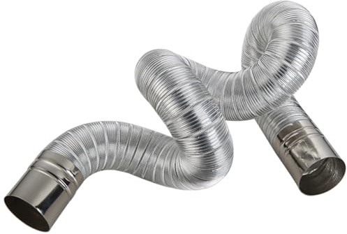 Beavorty Ofenrohr Edelstahl Flexibler Schornsteinzug 10cm Durchmesser 1,5m Lang Metall Abzug für Kamin und Herd