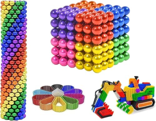 Generisch Lot de 1000 boules colorées de 5 mm (100/216/343/512/1000 pièces), jouet de construction 3D interactif pour adultes, gadget de bureau créatif et puzzle anti-stress, cadeaux pour adultes