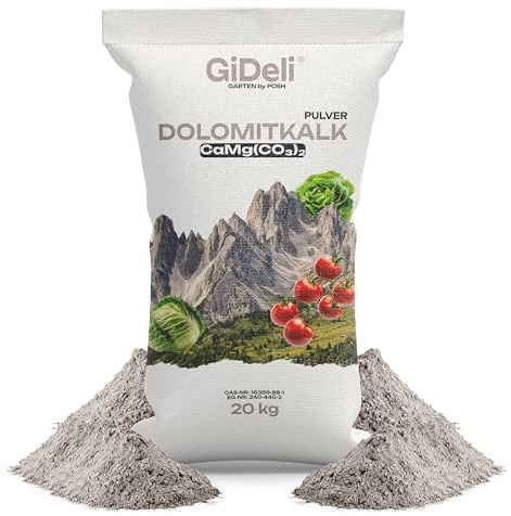 GiDeli Calce Dolomitica 20 kg - Correttore del pH del terreno e azione antimuschio - Calce per prati e orti - Ammendante in polvere naturale con calcio e magnesio