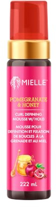Mielle Pomegranate & Honey Curl Defining Mousse, Non-Sticky Formula, 222 ml | Moisturising Styling Foam, Defines Curls & Coils, Reduces Frizz, Lightweight Hold, Deeply Hydrating, Ideal for Type 4 Hair