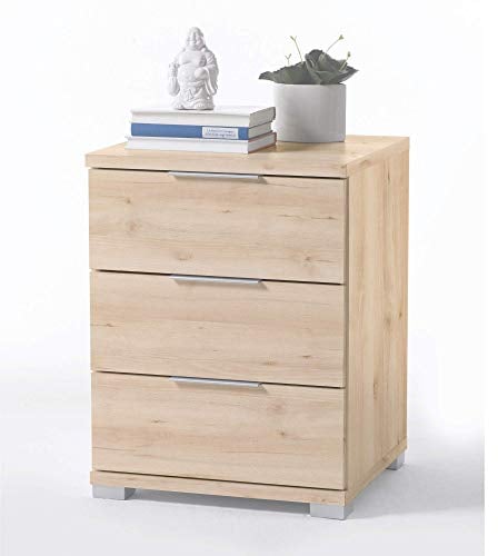 Stella Trading Universal Nachttisch in Edelbuche Optik - Moderner Nachtschrank mit drei Schubladen für Ihr Boxspringbett - 46 x 61 x 42 cm (B/H/T)
