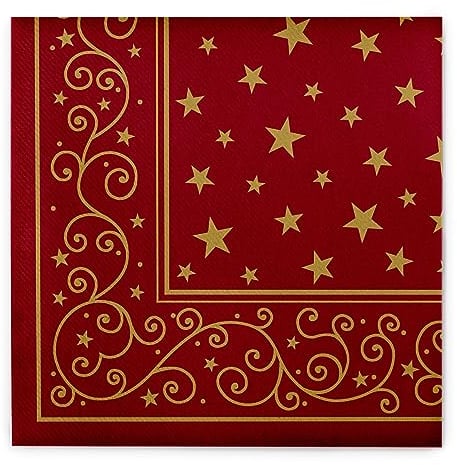 Sovie HORECA Weihnachtsserviette Liam in Bordeaux aus Linclass® Airlaid, Serviette stoffähnlich Wintermotiv, Einwegserviette ideal für Advent & Weihnachten, 40x40cm, 50 Stück