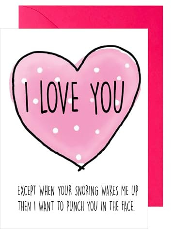 Funny I Love You Card Snoring Joke A38 | For Boyfriend Girlfriend Husband Wife, Cheeky Romantic, Anniversary Valentines Birthday, For Him Her, A38