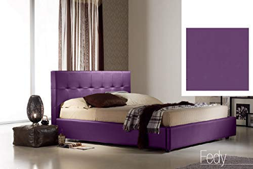 Dafne Italian Design Letto contenitore matrimoniale, similpelle lavabile, colore viola - 176x220x100 cm - per materasso 160x200. - 100% Made in Italy