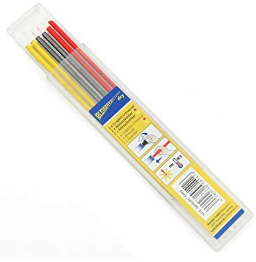 Dicoal Bleispitz Ersatzminen (6 Stück: Farbe 2x gelb, 2x rot, 2x schwarz, rund, 120 x 2,8 mm, mit Hänger, dry 2in1 dry PROFI) 1416