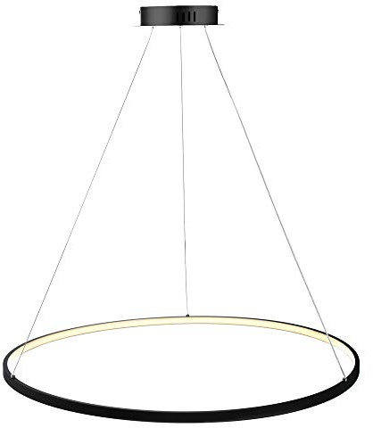 1-Licht Kreis Pendelleuchte LED Metall Acryl Kronleuchter Modern Hängend Verstellbar Hängeleuchte Für Wohnzimmer Schlafzimmer Küche,Black+WarmLight-60cm